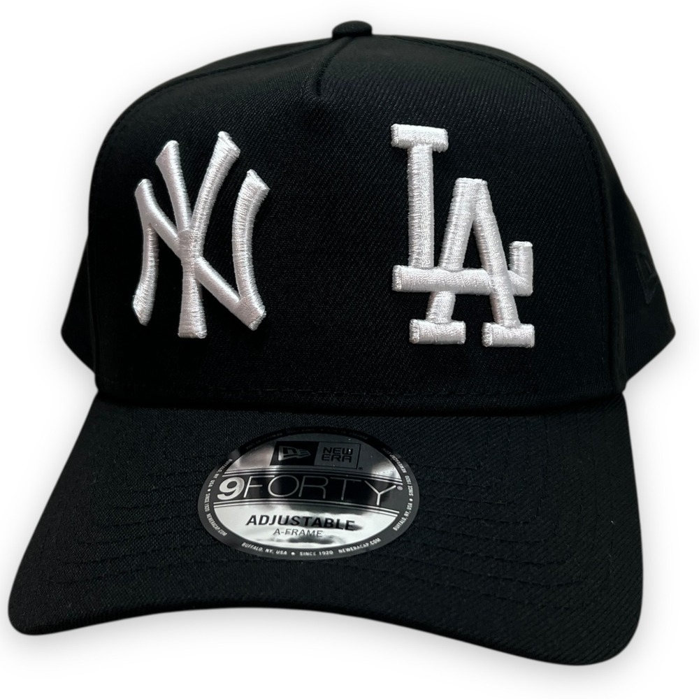 New Era 9Forty Yankees Dodgers Hat Mens OSFM Black Snapback A Frame New